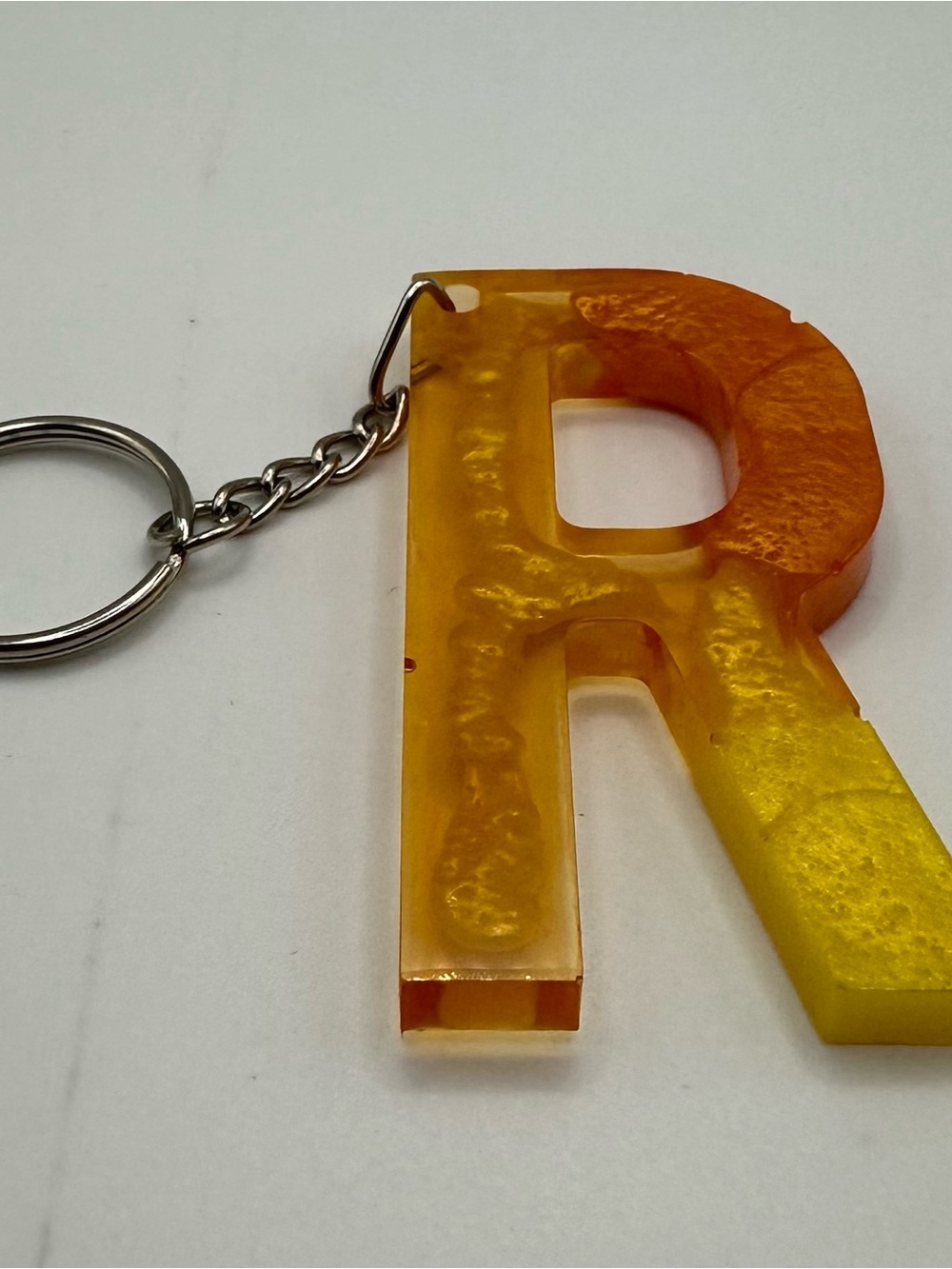 Large Resin Letter R Keychain in Amber Yellow - Unbranded